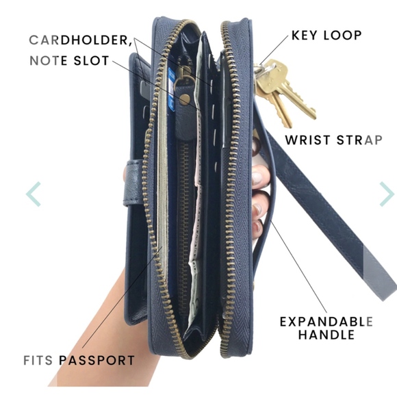 Ultimate Wristlet Phone Case in Navy Blue - Picture 2 of 6